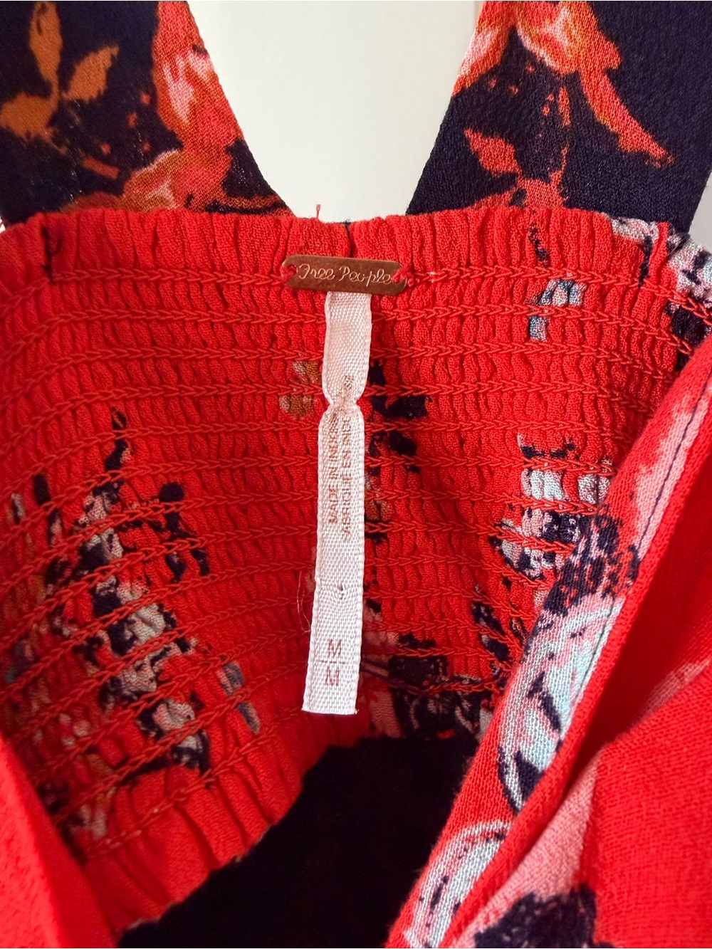 Free People Navy & Coral Floral Cutout Mini Dress - Picture 6 of 6